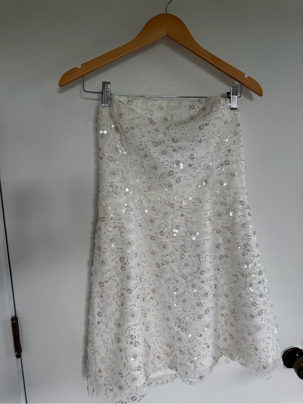 Lulu's White Strapless Sequin A-Line Dress